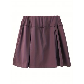 2pcs 2-in-1 Sports Short Skirts For Running Golf Tennis, Fashion Elastic Waist Active Skorts, Women's Activewear 2pcs 2-in-1 Sports Short Skirts For Running Golf Tennis, Fashion Elastic Waist Active Skorts, Women's Activewear