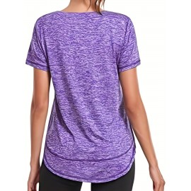 Women's Short Sleeve, Quick Drying Workout Shirts, Crew Neck Sports Yoga Running Split Tee, Women's Clothing Women's Short Sleeve, Quick Drying Workout Shirts, Crew Neck Sports Yoga Running Split Tee, Women's Clothing