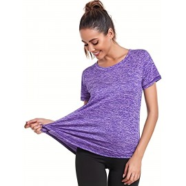 Women's Short Sleeve, Quick Drying Workout Shirts, Crew Neck Sports Yoga Running Split Tee, Women's Clothing Women's Short Sleeve, Quick Drying Workout Shirts, Crew Neck Sports Yoga Running Split Tee, Women's Clothing