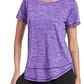 Women's Short Sleeve, Quick Drying Workout Shirts, Crew Neck Sports Yoga Running Split Tee, Women's Clothing Women's Short Sleeve, Quick Drying Workout Shirts, Crew Neck Sports Yoga Running Split Tee, Women's Clothing