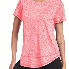 Women's Short Sleeve, Quick Drying Workout Shirts, Crew Neck Sports Yoga Running Split Tee, Women's Clothing Women's Short Sleeve, Quick Drying Workout Shirts, Crew Neck Sports Yoga Running Split Tee, Women's Clothing