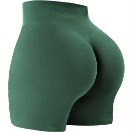 Solid Color Quick Drying Yoga Workout Shorts, High Stretch  Sports Running Shorts, Women's Activewear Solid Color Quick Drying Yoga Workout Shorts, High Stretch  Sports Running Shorts, Women's Activewear