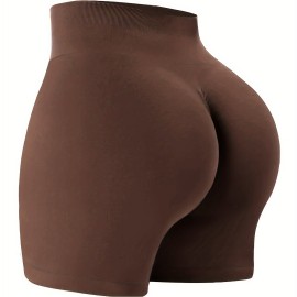 Solid Color Quick Drying Yoga Workout Shorts, High Stretch  Sports Running Shorts, Women's Activewear Solid Color Quick Drying Yoga Workout Shorts, High Stretch  Sports Running Shorts, Women's Activewear