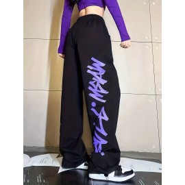 Hip Hop Solid Drawstring Pocket Joggers, Casual Elastic Waist Dancing Pants, Women's Clothing Hip Hop Solid Drawstring Pocket Joggers, Casual Elastic Waist Dancing Pants, Women's Clothing
