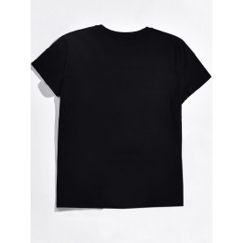 Valentine's Day Coffee Cup & Bear Graphic Round Neck Short Sleeve T-shirt, Casual Sports Fashion Tops, Women's Activewear Valentine's Day Coffee Cup & Bear Graphic Round Neck Short Sleeve T-shirt, Casual Sports Fashion Tops, Women's Activewear