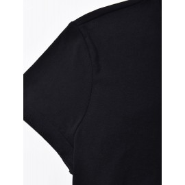 Valentine's Day Coffee Cup & Bear Graphic Round Neck Short Sleeve T-shirt, Casual Sports Fashion Tops, Women's Activewear Valentine's Day Coffee Cup & Bear Graphic Round Neck Short Sleeve T-shirt, Casual Sports Fashion Tops, Women's Activewear