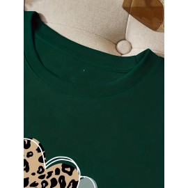 Heart & Letter Print Crew Neck T-Shirt, Casual Short Sleeve T-Shirt For Spring & Summer, Women's Clothing Heart & Letter Print Crew Neck T-Shirt, Casual Short Sleeve T-Shirt For Spring & Summer, Women's Clothing
