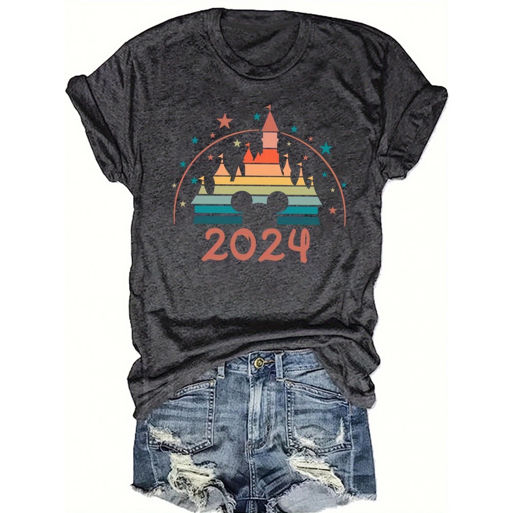 Home Of The Hobbits Print T-shirt, Casual Short Sleeve Crew Neck Top For Spring & Summer, Women's Clothing Home Of The Hobbits Print T-shirt, Casual Short Sleeve Crew Neck Top For Spring & Summer, Women's Clothing