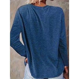 Dog & Letter Print Crew Neck T-Shirt, Casual Long Sleeve Top For Spring & Fall, Women's Clothing Dog & Letter Print Crew Neck T-Shirt, Casual Long Sleeve Top For Spring & Fall, Women's Clothing