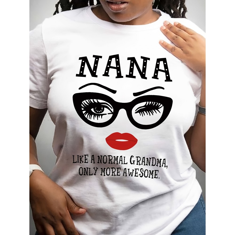 Nana Letter Print T-shirt, Casual Crew Neck Short Sleeve T-shirt, Women's Clothing Nana Letter Print T-shirt, Casual Crew Neck Short Sleeve T-shirt, Women's Clothing