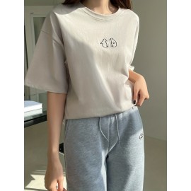 Animal Print Oversized T-shirt, Casual Crew Neck Short Sleeve Drop Shoulder Summer T-shirt, Women's Clothing Animal Print Oversized T-shirt, Casual Crew Neck Short Sleeve Drop Shoulder Summer T-shirt, Women's Clothing