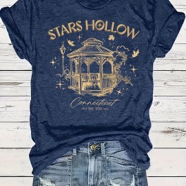 Graphic Print Crew Neck T-Shirt, Casual Short Sleeve T-Shirt For Spring & Summer, Women's Clothing Graphic Print Crew Neck T-Shirt, Casual Short Sleeve T-Shirt For Spring & Summer, Women's Clothing