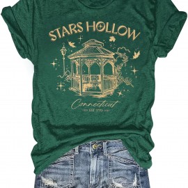 Graphic Print Crew Neck T-Shirt, Casual Short Sleeve T-Shirt For Spring & Summer, Women's Clothing Graphic Print Crew Neck T-Shirt, Casual Short Sleeve T-Shirt For Spring & Summer, Women's Clothing