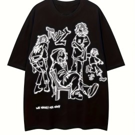 Cartoon Print Crew Neck T-shirt, Casual Short Sleeve Top, Women's Clothing Cartoon Print Crew Neck T-shirt, Casual Short Sleeve Top, Women's Clothing