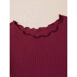 3 Packs Ribbed Lettuce Trim T-Shirts, Casual Short Sleeve Top For Spring & Summer, Women's Clothing 3 Packs Ribbed Lettuce Trim T-Shirts, Casual Short Sleeve Top For Spring & Summer, Women's Clothing