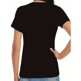 Coffee Print Crew Neck T-shirt, Casual Short Sleeve Top For Spring & Summer, Women's Clothing Coffee Print Crew Neck T-shirt, Casual Short Sleeve Top For Spring & Summer, Women's Clothing