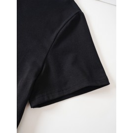 Cat & Coffee Print T-shirt, Casual Crew Neck Short Sleeve T-shirt, Women's Clothing Cat & Coffee Print T-shirt, Casual Crew Neck Short Sleeve T-shirt, Women's Clothing