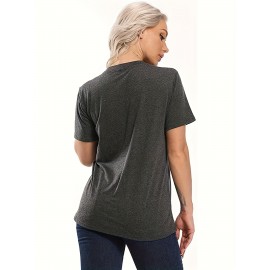 Magic Book Print T-shirt, Casual Crew Neck Short Sleeve Top For Spring & Summer, Women's Clothing Magic Book Print T-shirt, Casual Crew Neck Short Sleeve Top For Spring & Summer, Women's Clothing