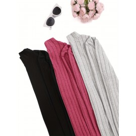 3 Packs Ribbed Mock Neck T-Shirts, Casual Long Sleeve Top For Spring & Fall, Women's Clothing 3 Packs Ribbed Mock Neck T-Shirts, Casual Long Sleeve Top For Spring & Fall, Women's Clothing