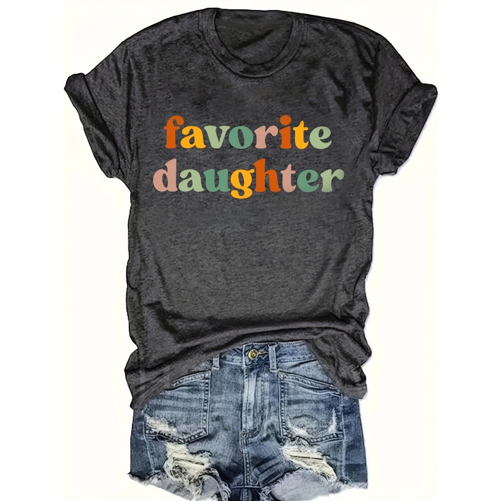 Colorful Letter Print T-shirt, Casual Short Sleeve Crew Neck Top, Women's Clothing Colorful Letter Print T-shirt, Casual Short Sleeve Crew Neck Top, Women's Clothing