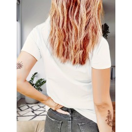 Coffee Print Crew Neck T-Shirt, Casual Short Sleeve T-Shirt For Spring & Summer, Women's Clothing Coffee Print Crew Neck T-Shirt, Casual Short Sleeve T-Shirt For Spring & Summer, Women's Clothing