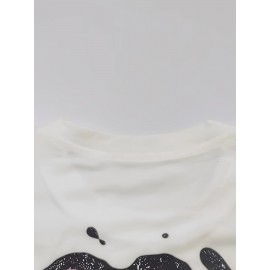 Cartoon Print Crew Neck T-shirt, Casual Short Sleeve Top For Spring & Summer, Women's Clothing Cartoon Print Crew Neck T-shirt, Casual Short Sleeve Top For Spring & Summer, Women's Clothing