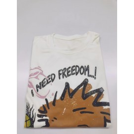 Cartoon Print Crew Neck T-shirt, Casual Short Sleeve Top For Spring & Summer, Women's Clothing Cartoon Print Crew Neck T-shirt, Casual Short Sleeve Top For Spring & Summer, Women's Clothing