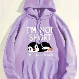 Cute Penguin Print Kangaroo Pocket Hoodie, Casual Long Sleeve Drawstring Hoodies Sweatshirt, Women's Clothing Cute Penguin Print Kangaroo Pocket Hoodie, Casual Long Sleeve Drawstring Hoodies Sweatshirt, Women's Clothing