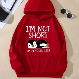 Cute Penguin Print Kangaroo Pocket Hoodie, Casual Long Sleeve Drawstring Hoodies Sweatshirt, Women's Clothing Cute Penguin Print Kangaroo Pocket Hoodie, Casual Long Sleeve Drawstring Hoodies Sweatshirt, Women's Clothing