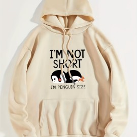 Cute Penguin Print Kangaroo Pocket Hoodie, Casual Long Sleeve Drawstring Hoodies Sweatshirt, Women's Clothing Cute Penguin Print Kangaroo Pocket Hoodie, Casual Long Sleeve Drawstring Hoodies Sweatshirt, Women's Clothing