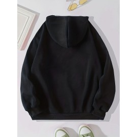 Letter & Graphic Print Kangaroo Pocket Hoodie, Casual Long Sleeve Drawstring Hoodies Sweatshirt, Women's Clothing Letter & Graphic Print Kangaroo Pocket Hoodie, Casual Long Sleeve Drawstring Hoodies Sweatshirt, Women's Clothing