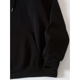 Letter & Graphic Print Kangaroo Pocket Hoodie, Casual Long Sleeve Drawstring Hoodies Sweatshirt, Women's Clothing Letter & Graphic Print Kangaroo Pocket Hoodie, Casual Long Sleeve Drawstring Hoodies Sweatshirt, Women's Clothing