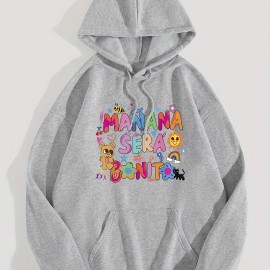 Letter & Graphic Print Kangaroo Pocket Hoodie, Casual Long Sleeve Drawstring Hoodies Sweatshirt, Women's Clothing Letter & Graphic Print Kangaroo Pocket Hoodie, Casual Long Sleeve Drawstring Hoodies Sweatshirt, Women's Clothing