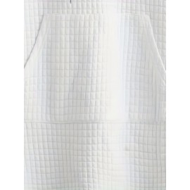 Waffle Grid Kangaroo Pocket Hoodie, Casual Long Sleeve Drawstring Hoodie Sweatshirt, Women's Clothing Waffle Grid Kangaroo Pocket Hoodie, Casual Long Sleeve Drawstring Hoodie Sweatshirt, Women's Clothing