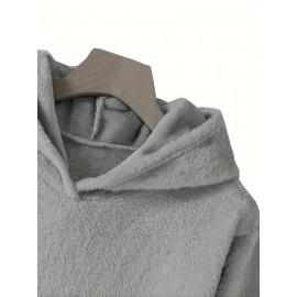 Cute Cat & Warming Letter Print Hoodie, Cute Ear Decor Kangaroo Pocket Plush Asymmetrical Sweatshirt, Women's Clothing Cute Cat & Warming Letter Print Hoodie, Cute Ear Decor Kangaroo Pocket Plush Asymmetrical Sweatshirt, Women's Clothing