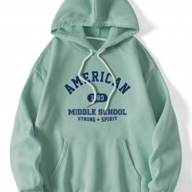 Letter & Number Print Kangaroo Pocket Hoodie, Casual Long Sleeve Drawstring Hoodies Sweatshirt, Women's Clothing Letter & Number Print Kangaroo Pocket Hoodie, Casual Long Sleeve Drawstring Hoodies Sweatshirt, Women's Clothing