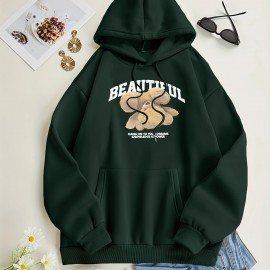 Bear Print Kangaroo Pocket Hoodie, Casual Long Sleeve Drawstring Hoodies Sweatshirt, Women's Clothing Bear Print Kangaroo Pocket Hoodie, Casual Long Sleeve Drawstring Hoodies Sweatshirt, Women's Clothing