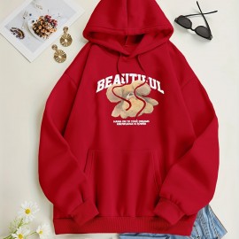 Bear Print Kangaroo Pocket Hoodie, Casual Long Sleeve Drawstring Hoodies Sweatshirt, Women's Clothing Bear Print Kangaroo Pocket Hoodie, Casual Long Sleeve Drawstring Hoodies Sweatshirt, Women's Clothing
