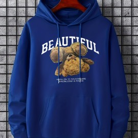 Bear Print Kangaroo Pocket Hoodie, Casual Long Sleeve Drawstring Hoodies Sweatshirt, Women's Clothing Bear Print Kangaroo Pocket Hoodie, Casual Long Sleeve Drawstring Hoodies Sweatshirt, Women's Clothing