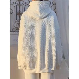 Solid Textured Kangaroo Pocket Hoodie, Casual Long Sleeve Drawstring Hoodies Sweatshirt, Women's Clothing Solid Textured Kangaroo Pocket Hoodie, Casual Long Sleeve Drawstring Hoodies Sweatshirt, Women's Clothing