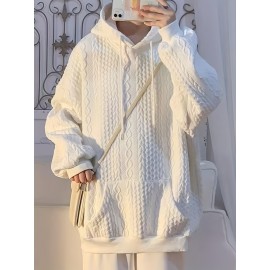 Solid Textured Kangaroo Pocket Hoodie, Casual Long Sleeve Drawstring Hoodies Sweatshirt, Women's Clothing Solid Textured Kangaroo Pocket Hoodie, Casual Long Sleeve Drawstring Hoodies Sweatshirt, Women's Clothing