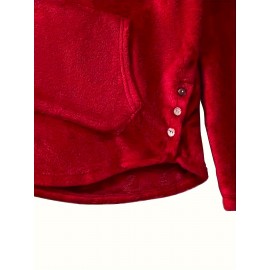 Cat & Letter Print Teddy Hoodie, Casual Long Sleeve Kangaroo Pocket Hoodie Sweatshirt, Women's Clothing Cat & Letter Print Teddy Hoodie, Casual Long Sleeve Kangaroo Pocket Hoodie Sweatshirt, Women's Clothing