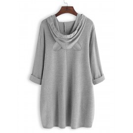 Cat Print Dual Pockets Drawstring Hoodie, Casual Long Sleeve Hoodies Sweatshirt, Women's Clothing Cat Print Dual Pockets Drawstring Hoodie, Casual Long Sleeve Hoodies Sweatshirt, Women's Clothing