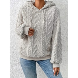 Drawstring Teddy Hoodies, Casual Long Sleeve Solid Sweatshirt, Women's Clothing Drawstring Teddy Hoodies, Casual Long Sleeve Solid Sweatshirt, Women's Clothing