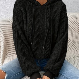 Drawstring Teddy Hoodies, Casual Long Sleeve Solid Sweatshirt, Women's Clothing Drawstring Teddy Hoodies, Casual Long Sleeve Solid Sweatshirt, Women's Clothing