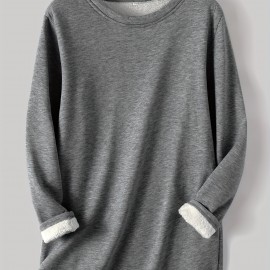 Women's Pullover Winter Warm Plush Lining Long Sleeve Sweatshirt, Slim Fit Warm Top,  Women's Clothing Women's Pullover Winter Warm Plush Lining Long Sleeve Sweatshirt, Slim Fit Warm Top,  Women's Clothing