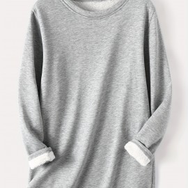 Women's Pullover Winter Warm Plush Lining Long Sleeve Sweatshirt, Slim Fit Warm Top,  Women's Clothing Women's Pullover Winter Warm Plush Lining Long Sleeve Sweatshirt, Slim Fit Warm Top,  Women's Clothing