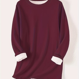 Women's Pullover Winter Warm Plush Lining Long Sleeve Sweatshirt, Slim Fit Warm Top,  Women's Clothing Women's Pullover Winter Warm Plush Lining Long Sleeve Sweatshirt, Slim Fit Warm Top,  Women's Clothing