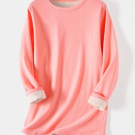 Women's Pullover Winter Warm Plush Lining Long Sleeve Sweatshirt, Slim Fit Warm Top,  Women's Clothing Women's Pullover Winter Warm Plush Lining Long Sleeve Sweatshirt, Slim Fit Warm Top,  Women's Clothing