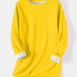 Women's Pullover Winter Warm Plush Lining Long Sleeve Sweatshirt, Slim Fit Warm Top,  Women's Clothing Women's Pullover Winter Warm Plush Lining Long Sleeve Sweatshirt, Slim Fit Warm Top,  Women's Clothing